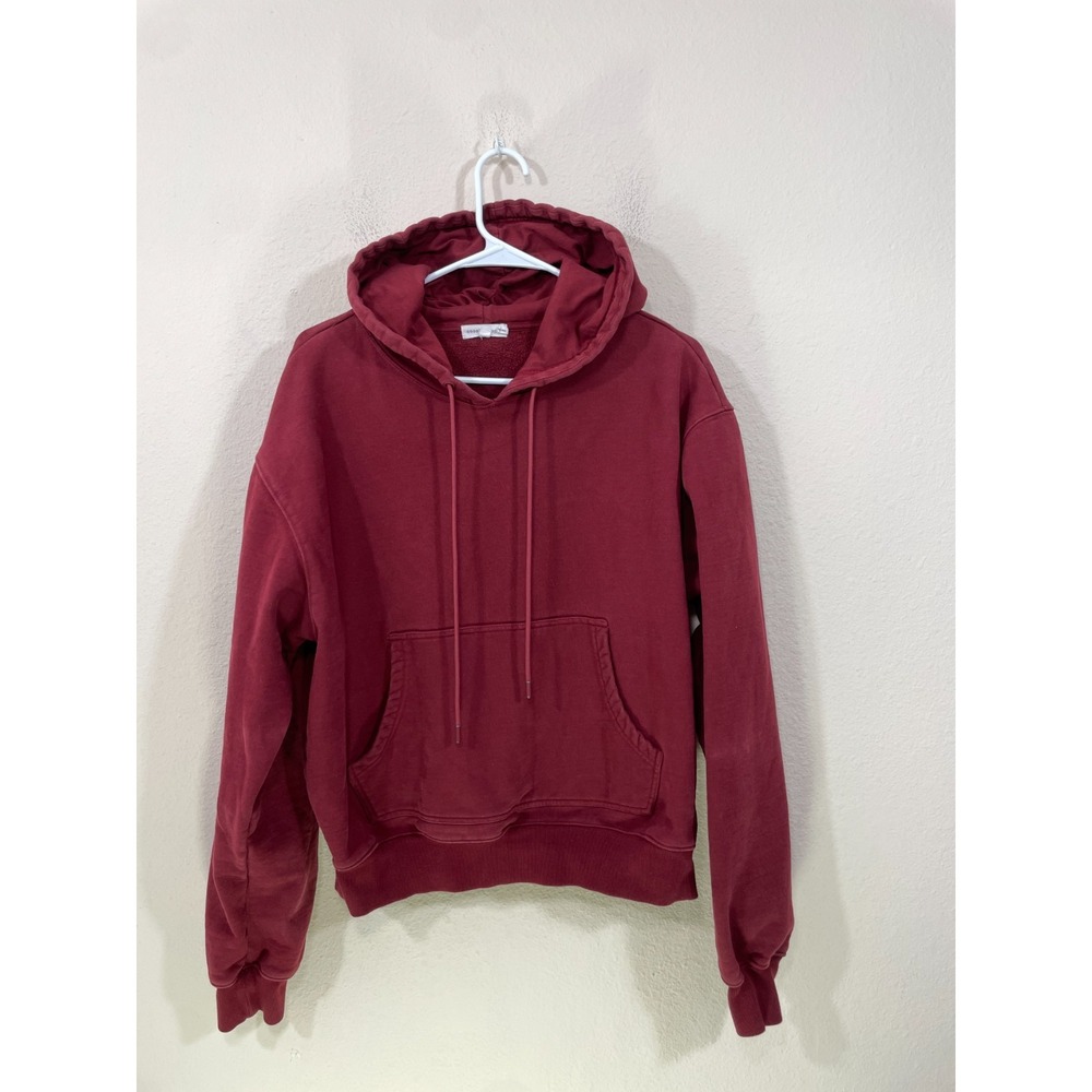 Good American Hoodie Women's Size 2 Sweatshirt‎ Thick Cardinal Burgundy Pockets